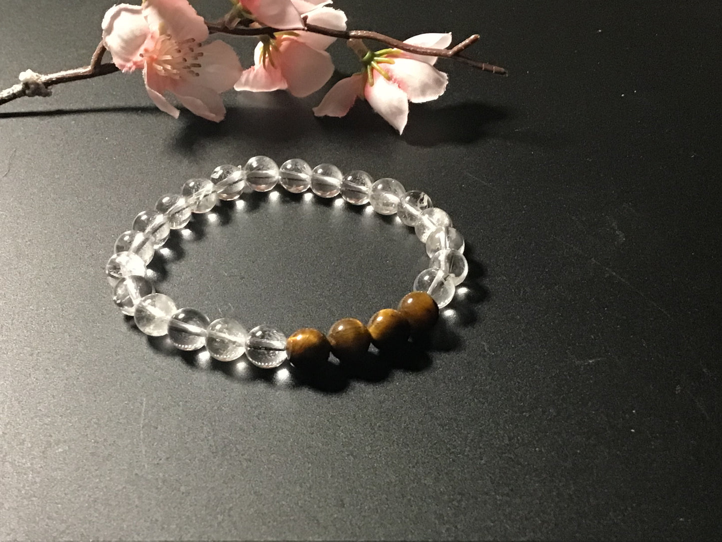 Clear Quartz and Tigers Eye Bracelet