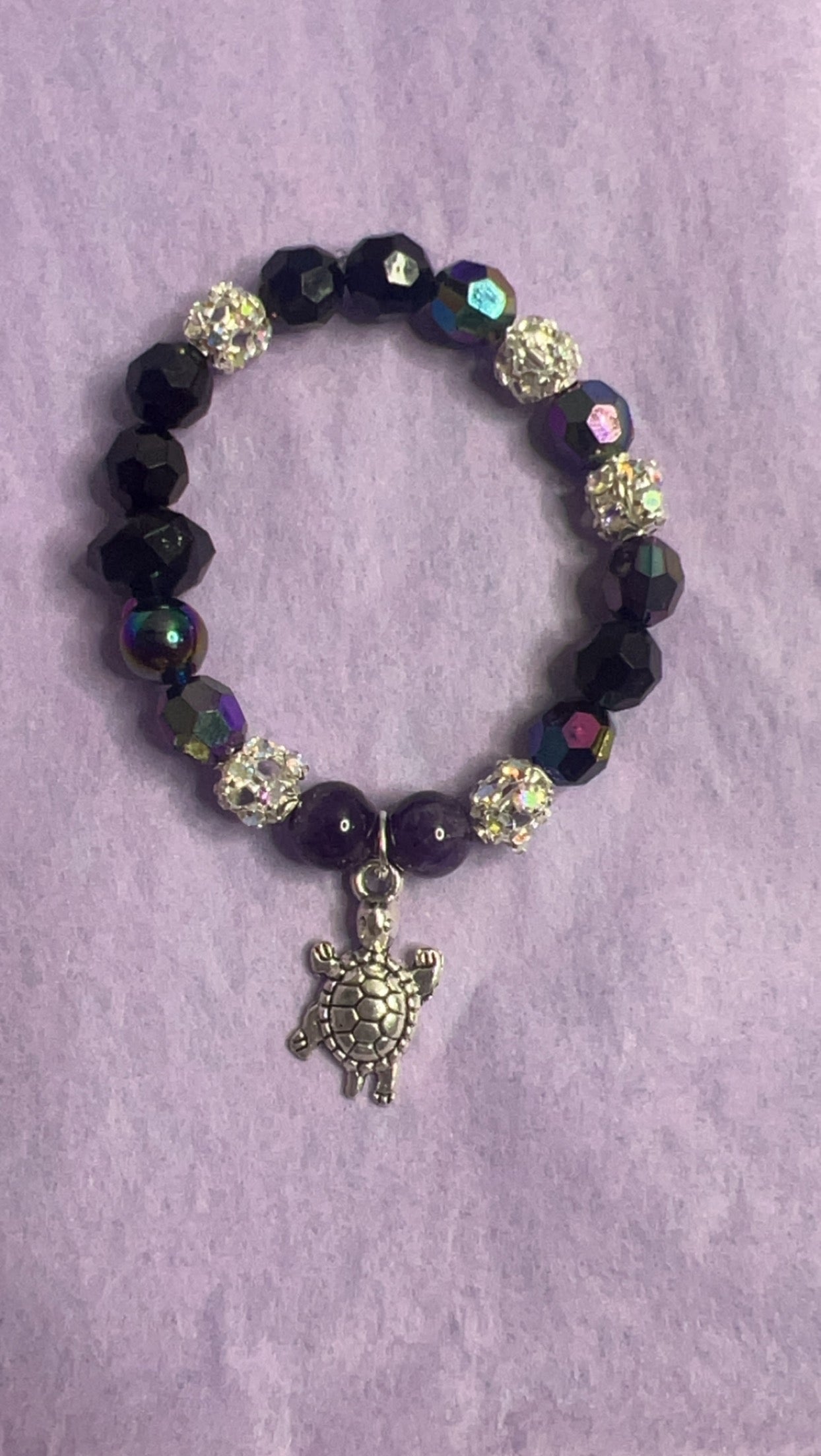 Turtle Charm with Amethyst Beads