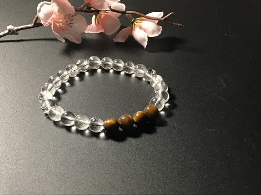 Clear Quartz and Tigers Eye Bracelet