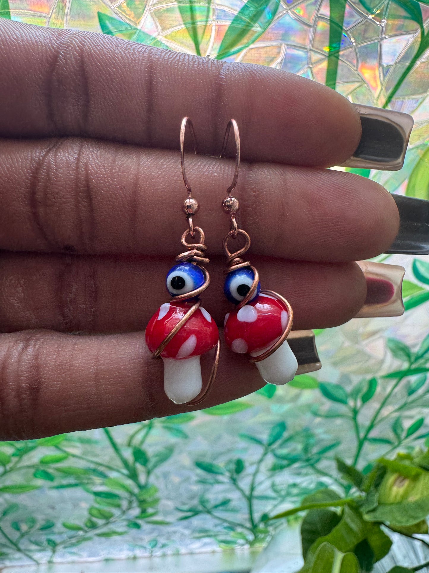 Evil Eye Mushroom earrings