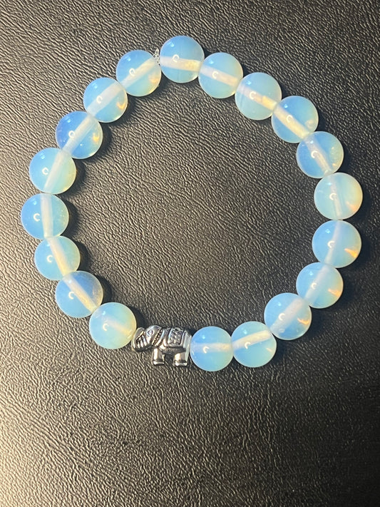 Opalite Bracelet with Elephant Charm